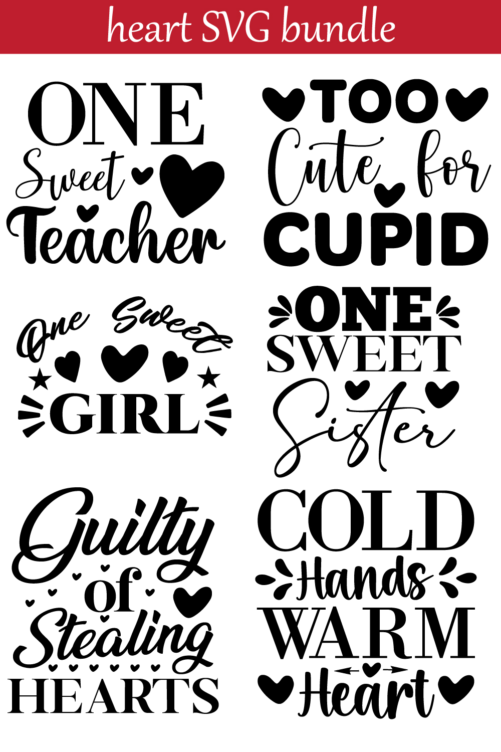 heart SVG bundle pinterest preview image.