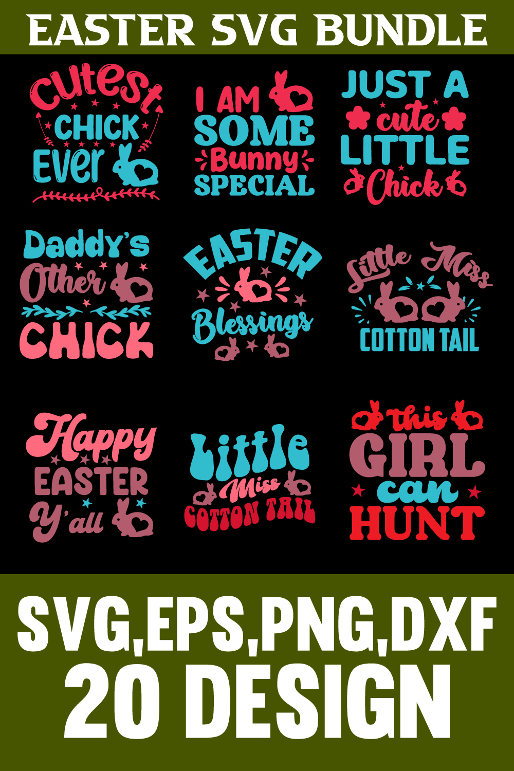 Easter SVG bundle pinterest preview image.