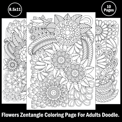 10+ Zentangle Coloring Pages Bundle-KDP cover image.