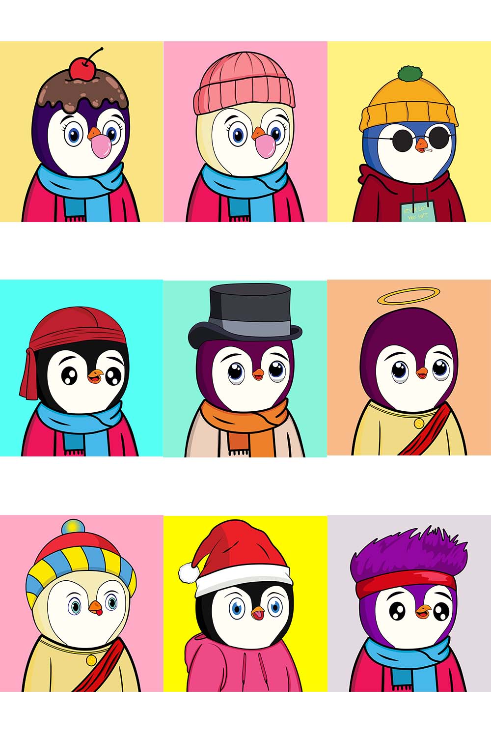Unique 10 penguins NFT design, Digital art design pinterest preview image.