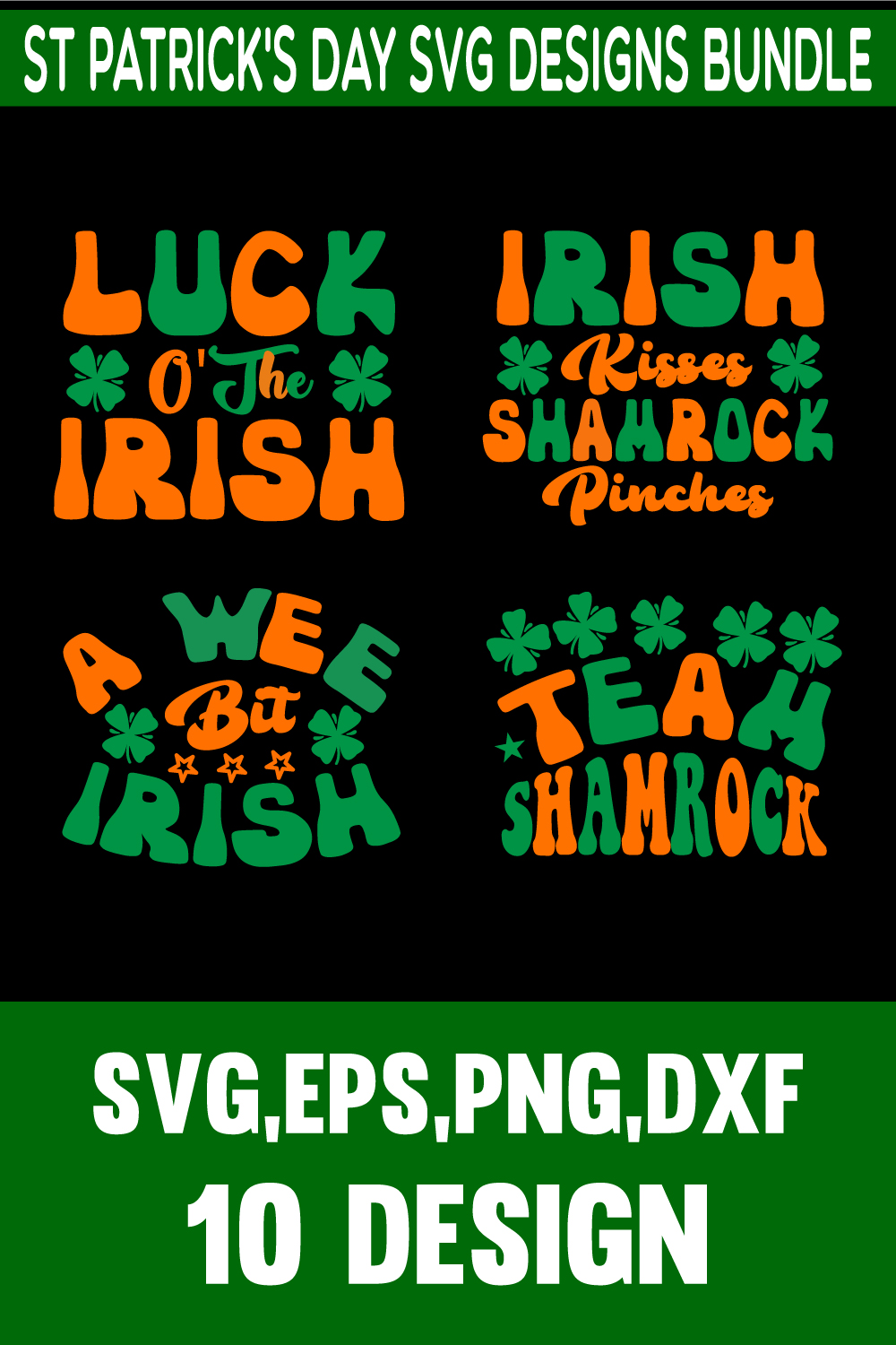 10 St Patrick\'s day SVG bundle pinterest preview image.