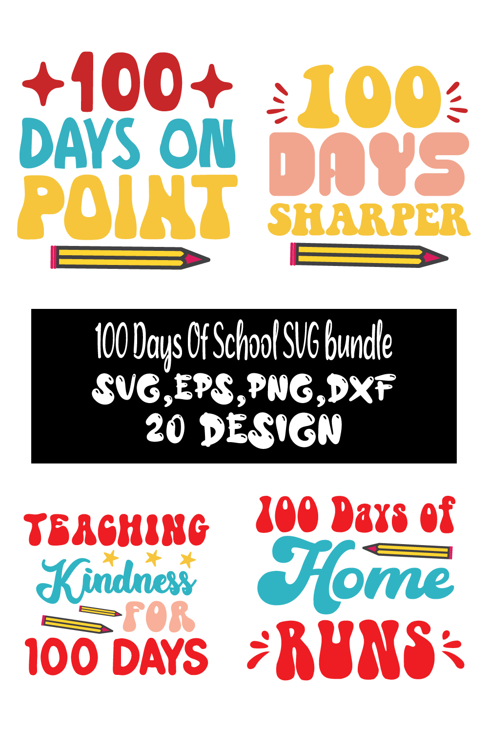 100 Days Of School SVG bundle pinterest preview image.