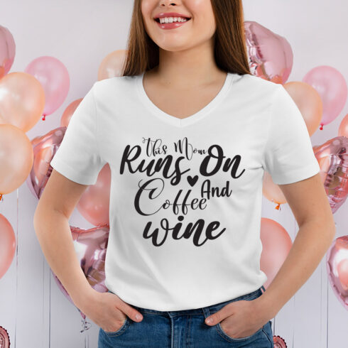 This Mom Runs On Coffee And Wine svg cover image.