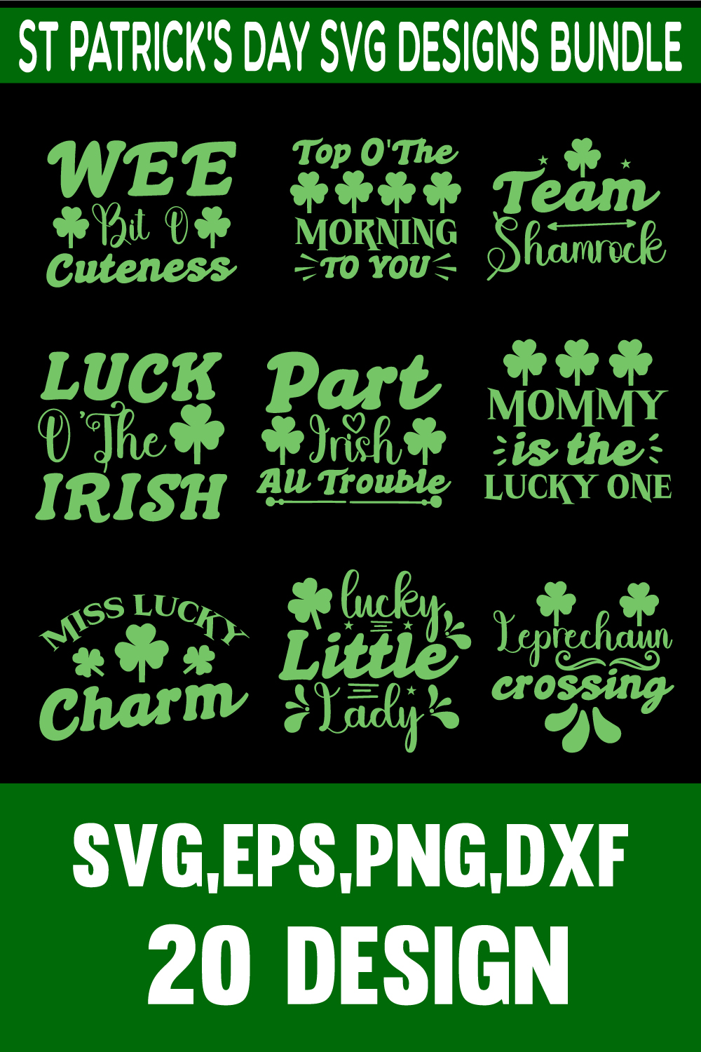 20 St Patrick\'s day SVG bundle pinterest preview image.