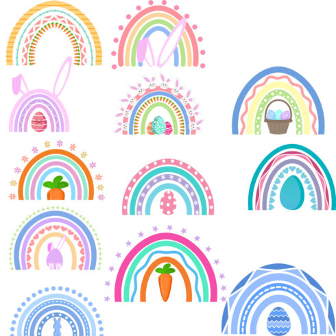 Rainbow Easter Clipart Bundle cover image.