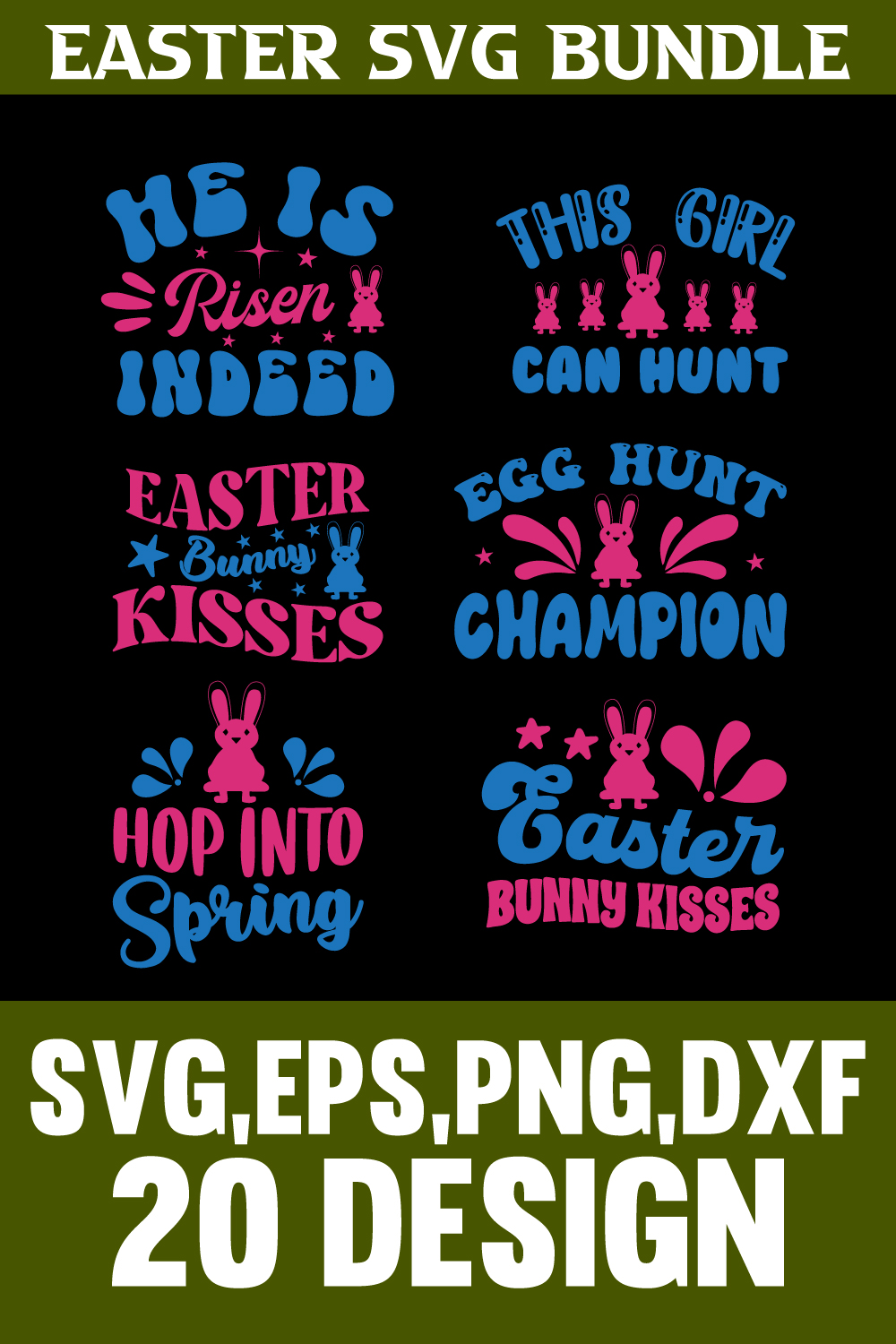 20 Easter SVG bundle pinterest preview image.