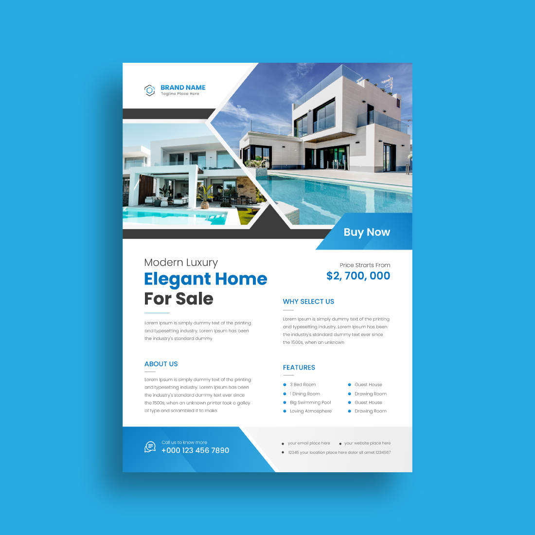 Real Estate Flyer Design Template preview image.