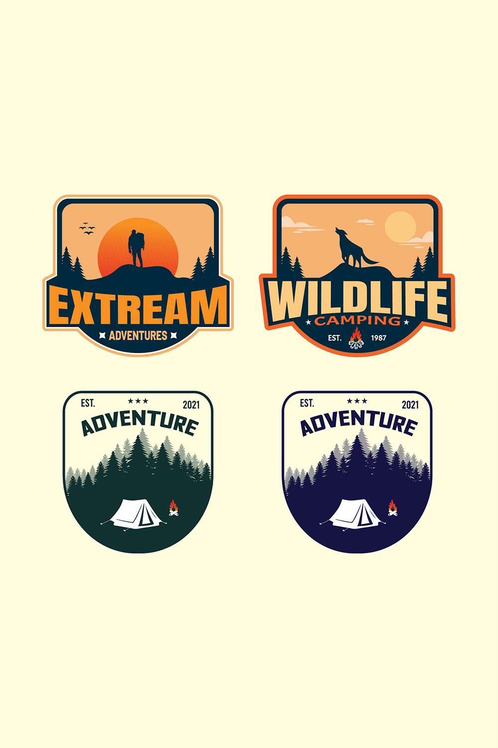 Adventure outdoor mountain badge logo design vector illustration pinterest preview image.