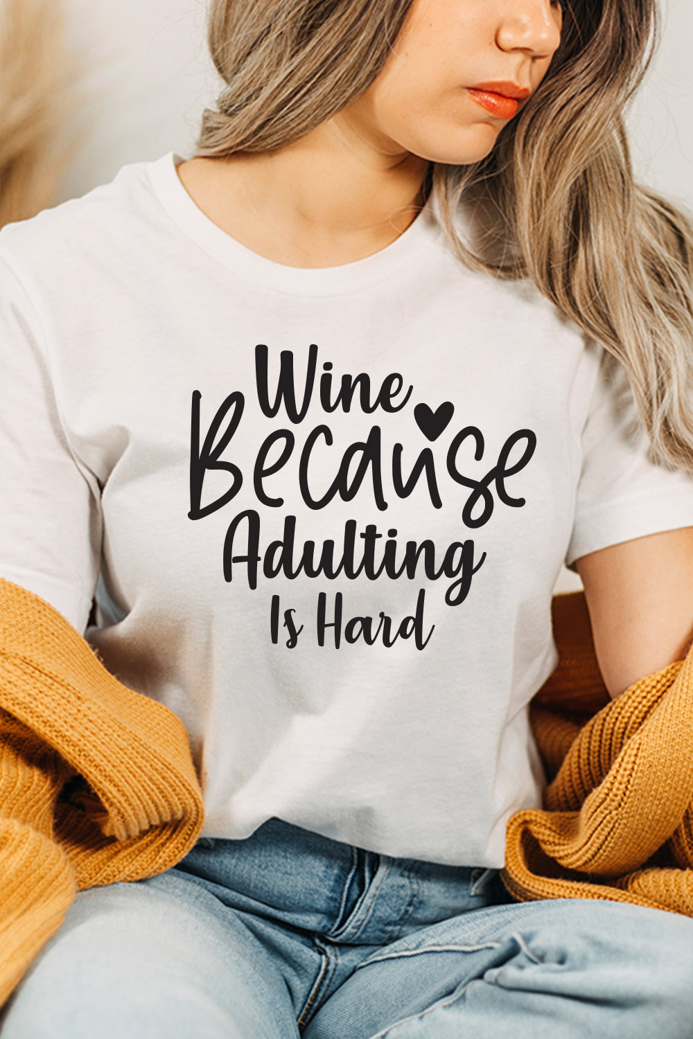 Wine Because Adulting Is Hard svg pinterest preview image.
