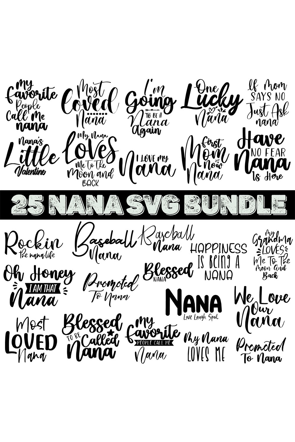 Nana SVG Bundle pinterest preview image.