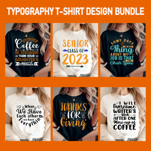 Typography T-Shirt Designs T-Shirt Bundle, T Shirt Design cover image.