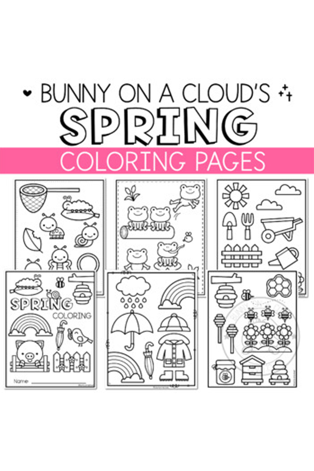 Spring Coloring Pages by Bunny On A Cloud pinterest preview image.