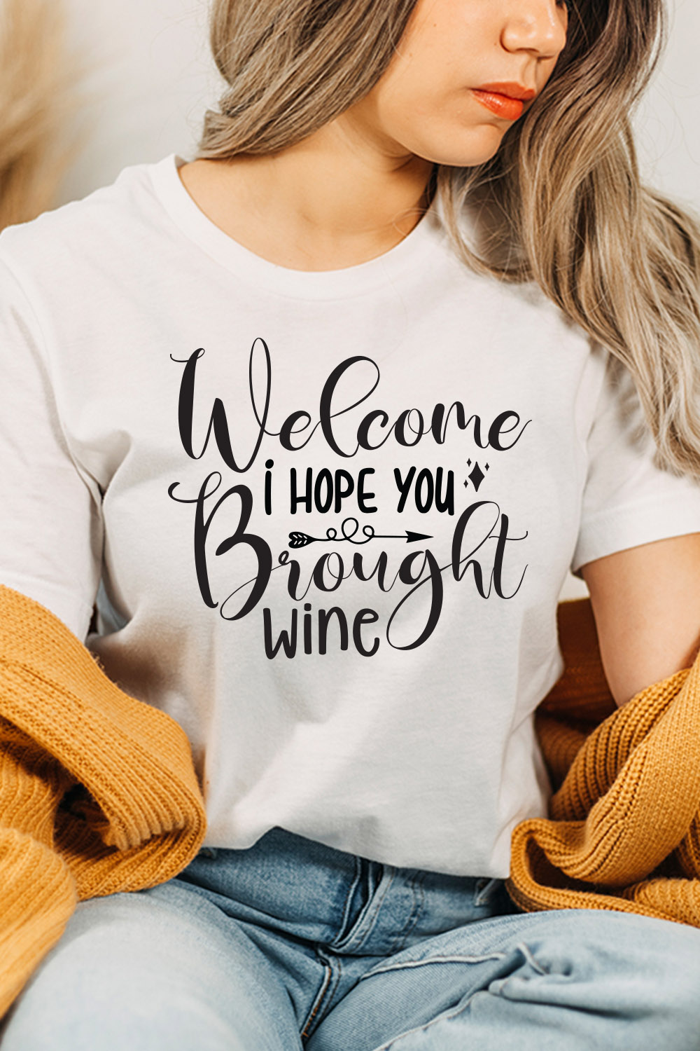 Welcome I Hope You Brought Wine svg pinterest preview image.