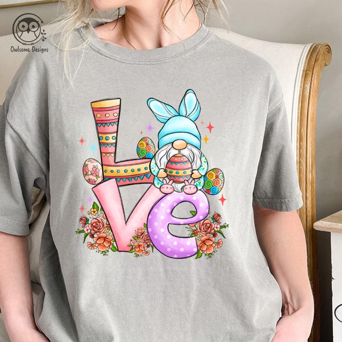 Gnome Love Easter Day PNG Sublimation preview image.