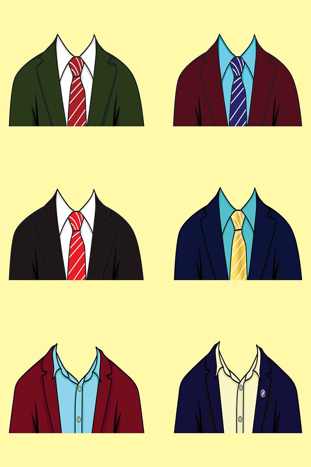 illustration of a set of shirts  Officials dress code and shirts with tie pinterest preview image.