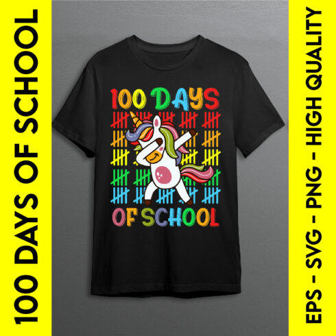 Happy 100 Days of School Unicorn Lover best gift for kids t-shirt cover image.