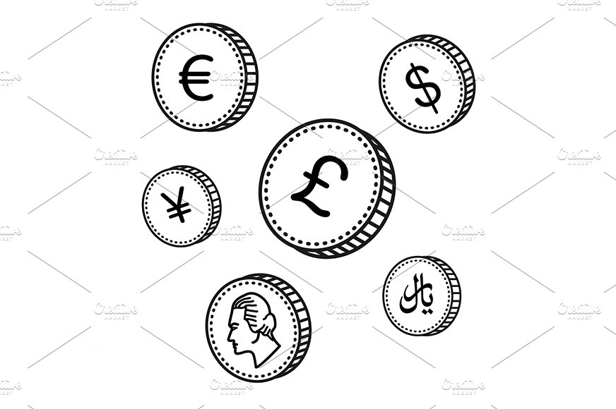 A black and white icon of money.