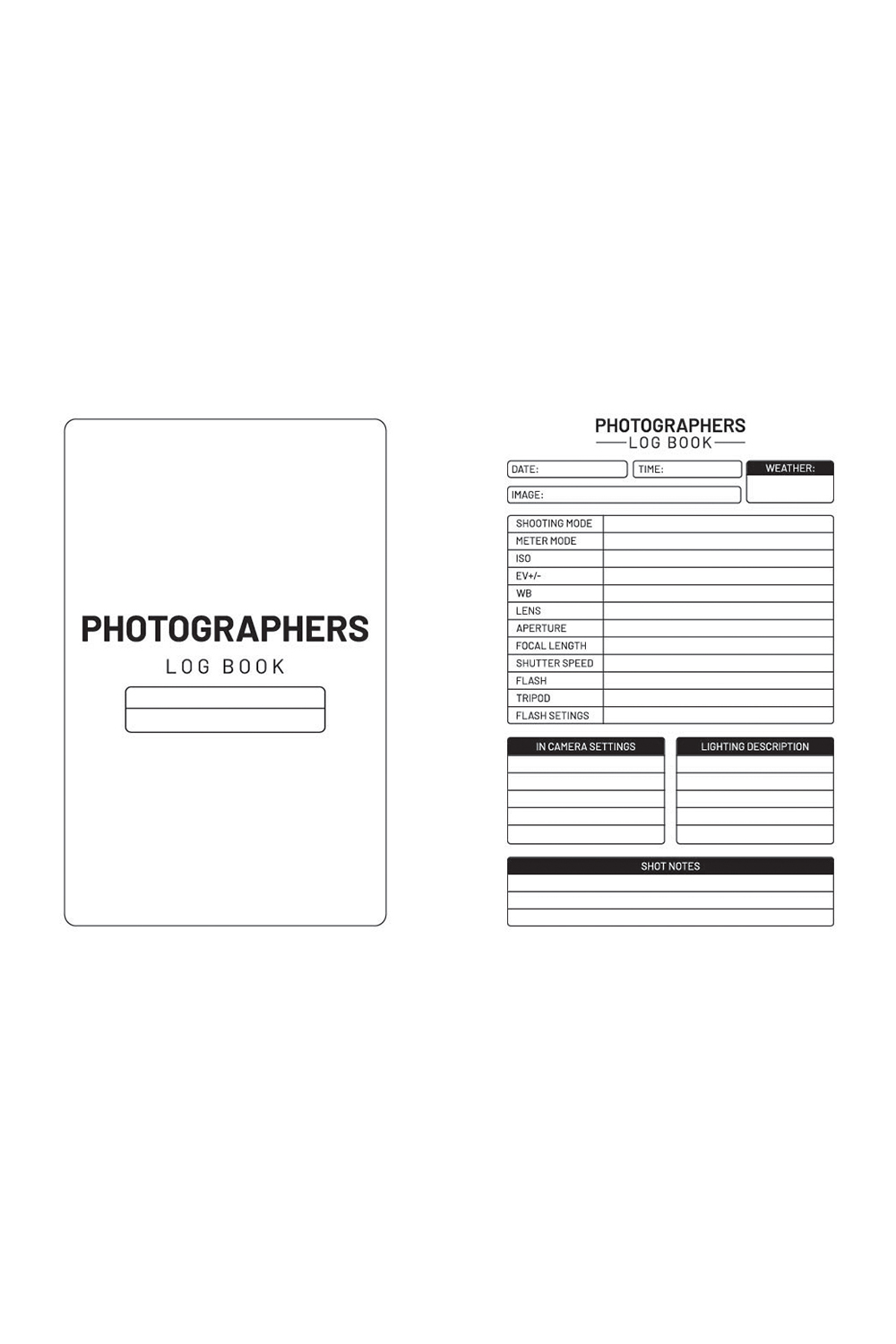 Photographers Log Book - KDP Interior pinterest preview image.