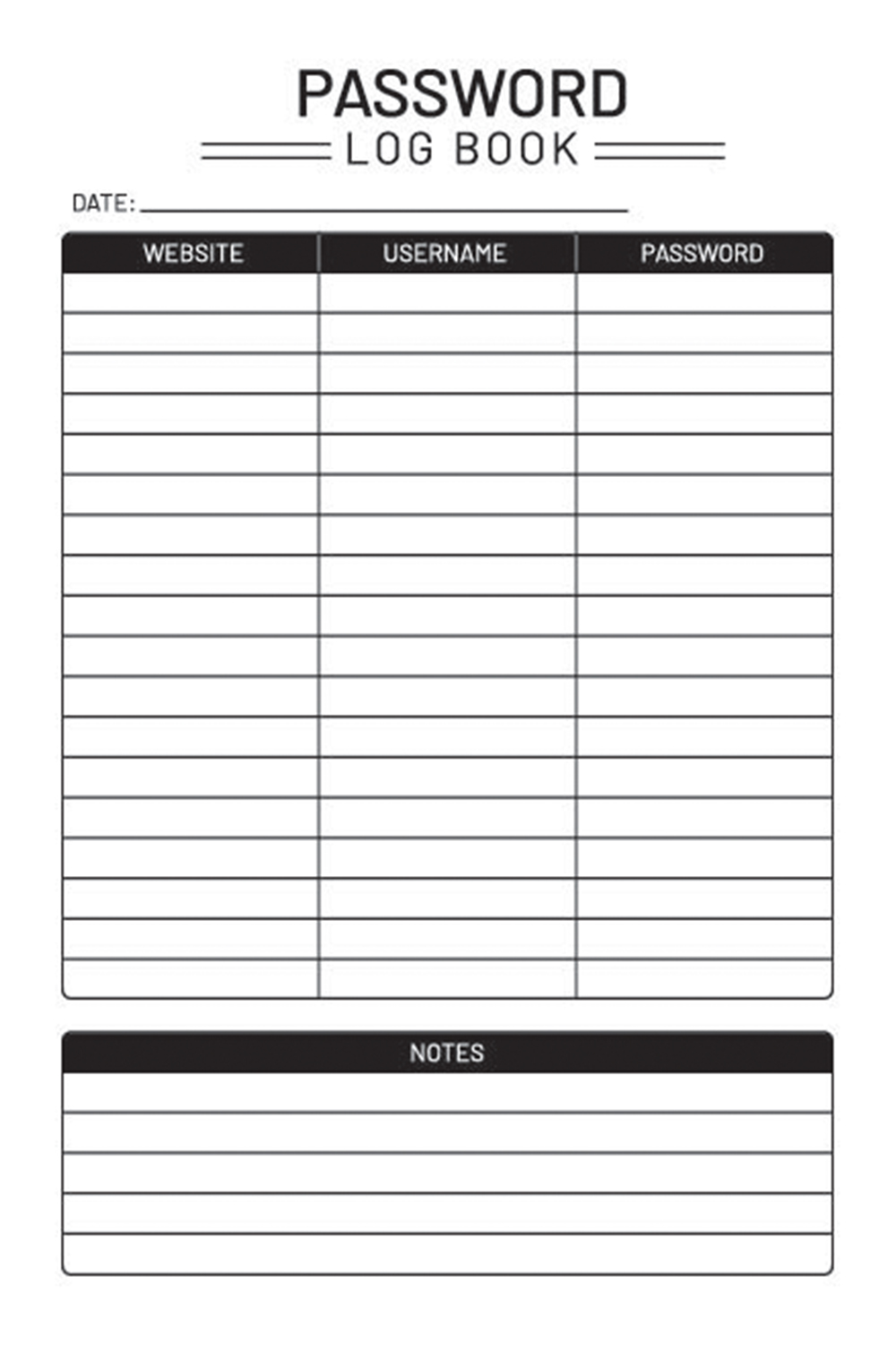 Password Log Book - KDP Interior pinterest preview image.