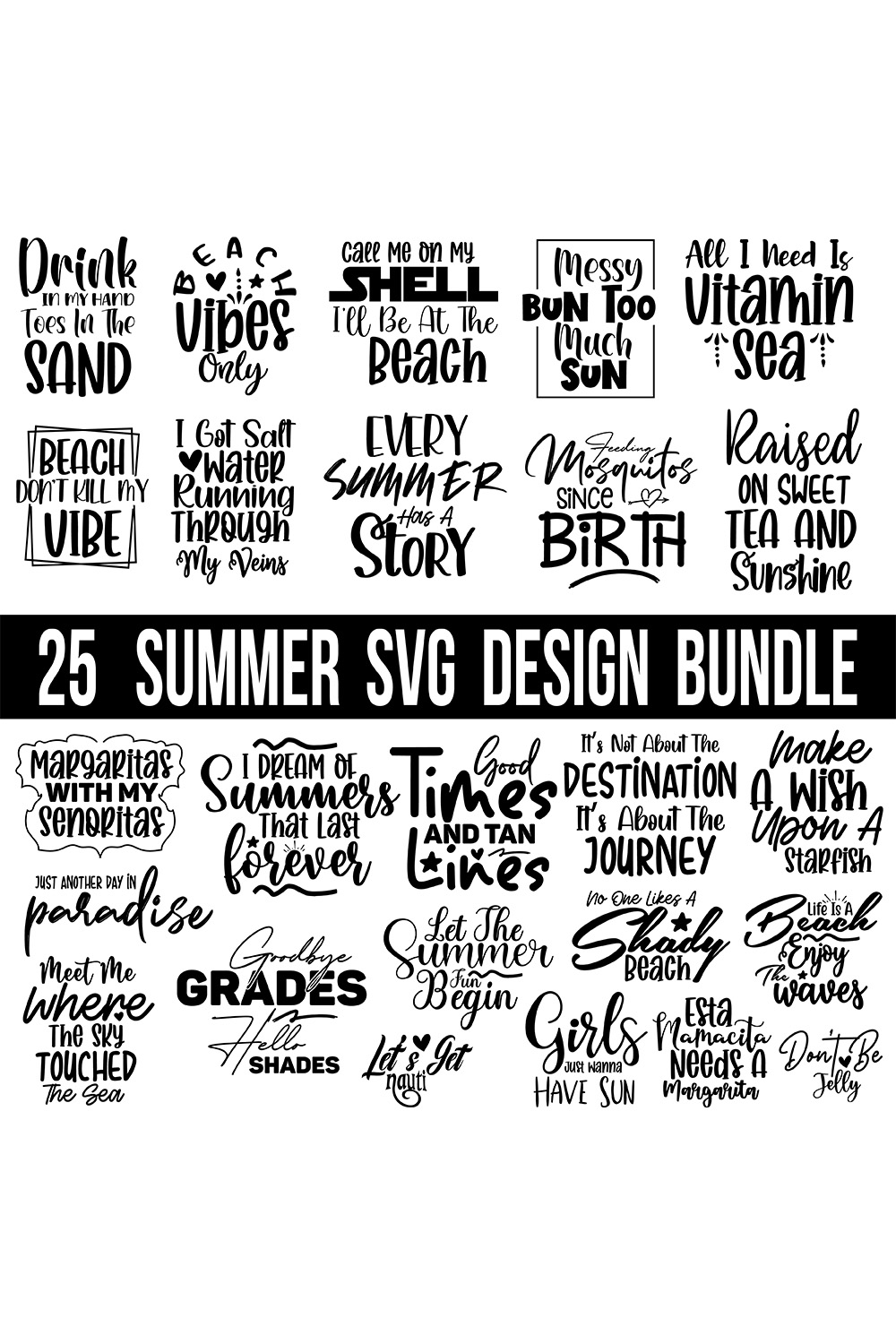 Summer SVG Bundle pinterest preview image.