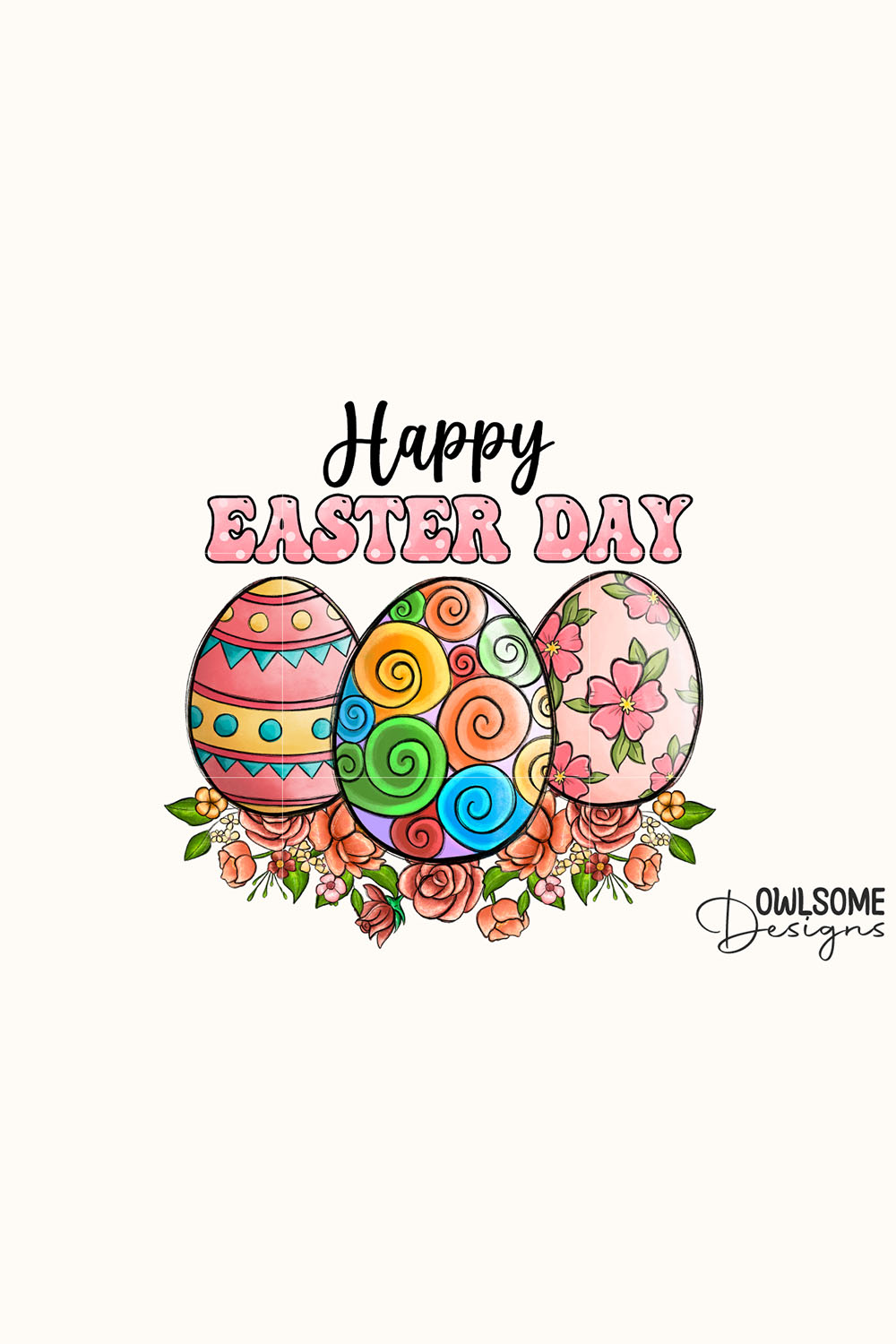 Happy Easter Day Eggs Floral pinterest preview image.