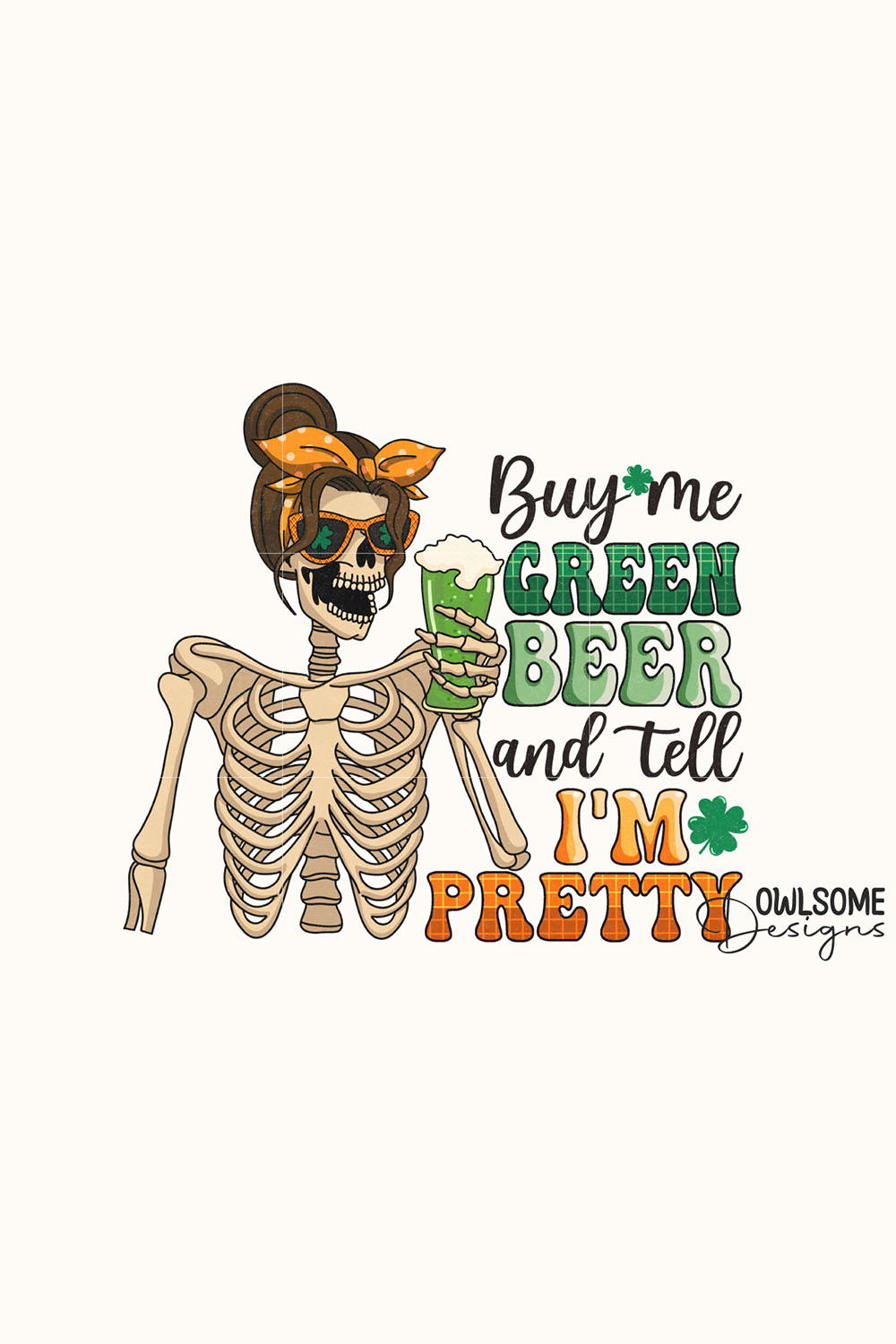 Funny Skeleton Patricks Day PNG pinterest preview image.