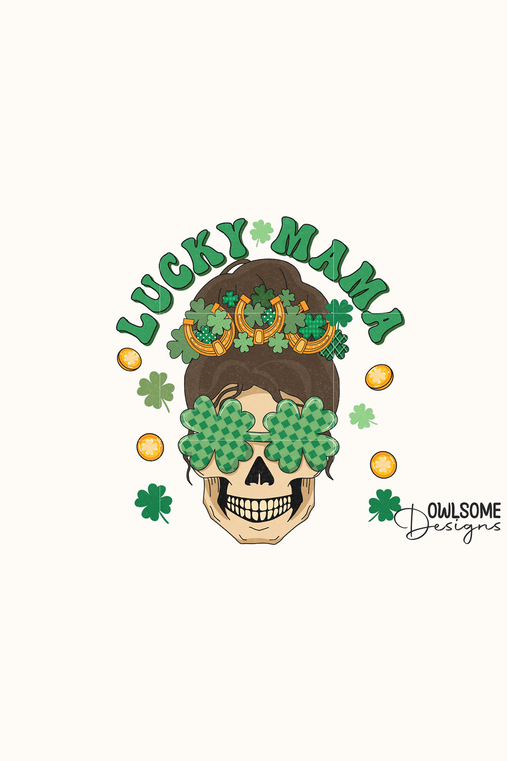 Lucky Mama Skeleton Patricks Day PNG pinterest preview image.