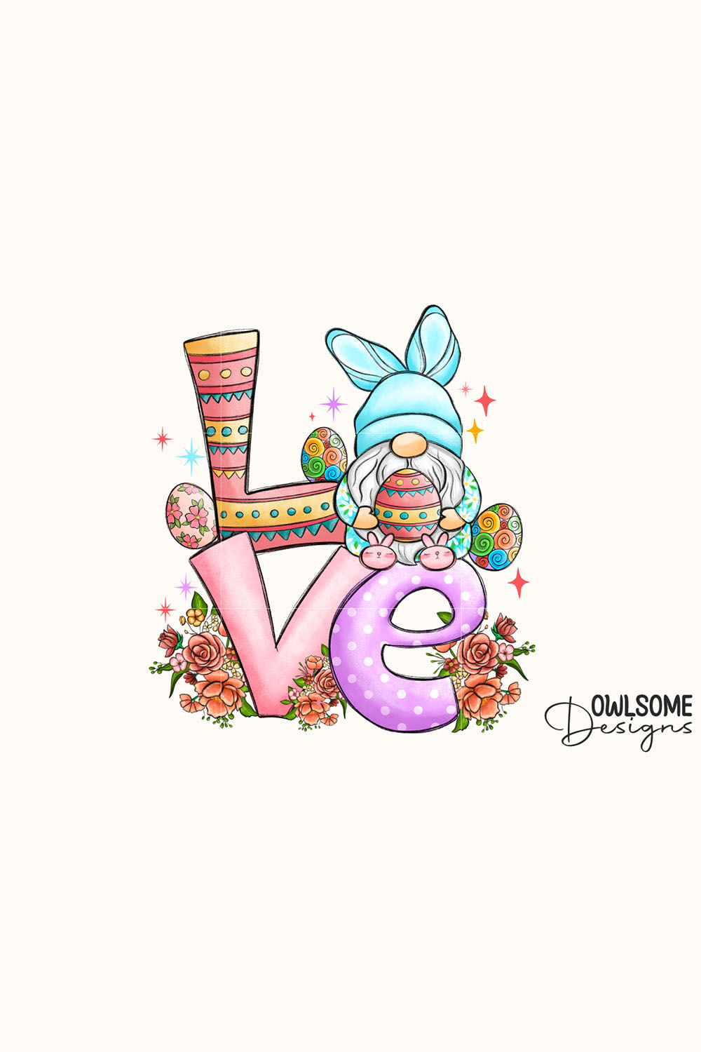 Gnome Love Easter Day PNG Sublimation pinterest preview image.