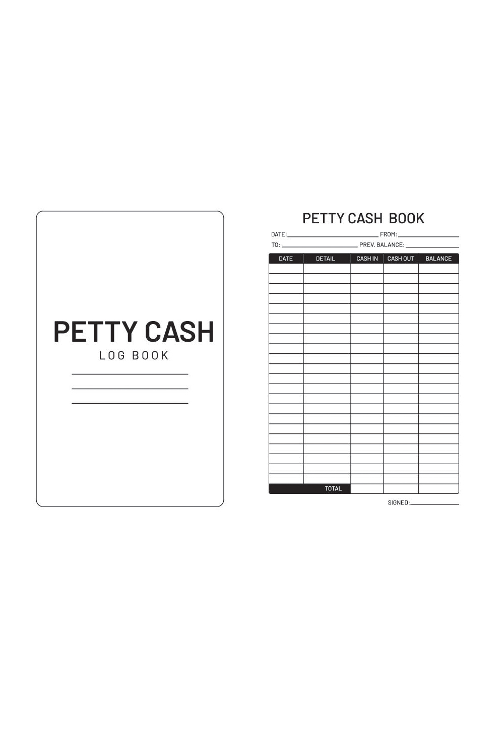 Petty Cash Log Book - KDP Interior pinterest preview image.