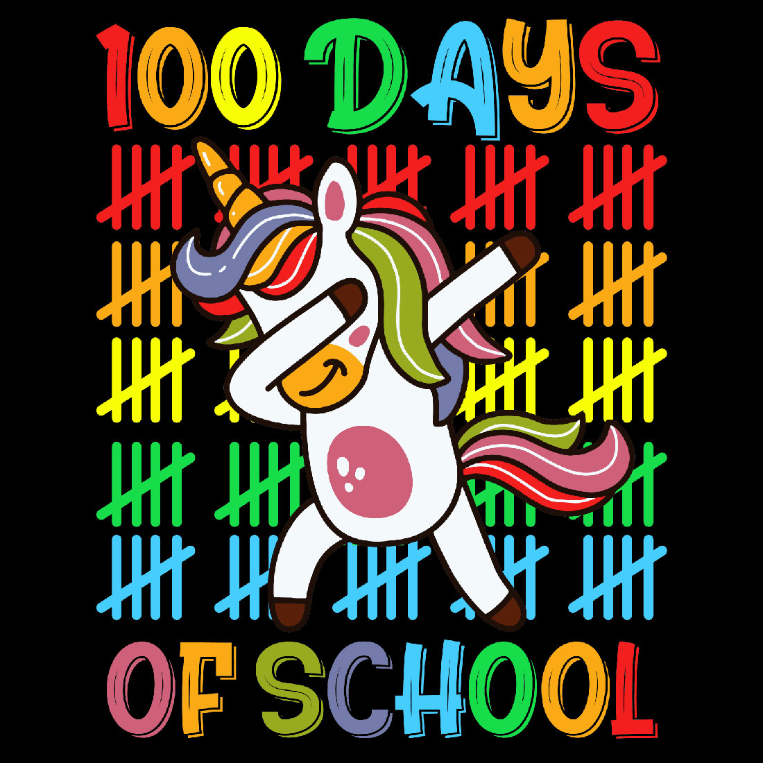 Happy 100 Days of School Unicorn Lover best gift for kids t-shirt preview image.