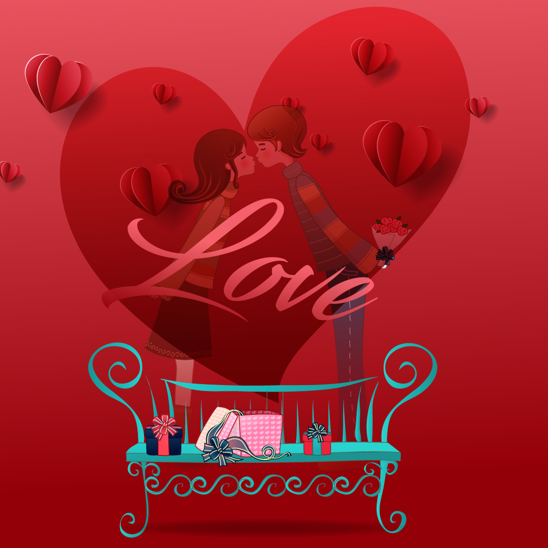 Bundle of 8 valentines day post design preview image.