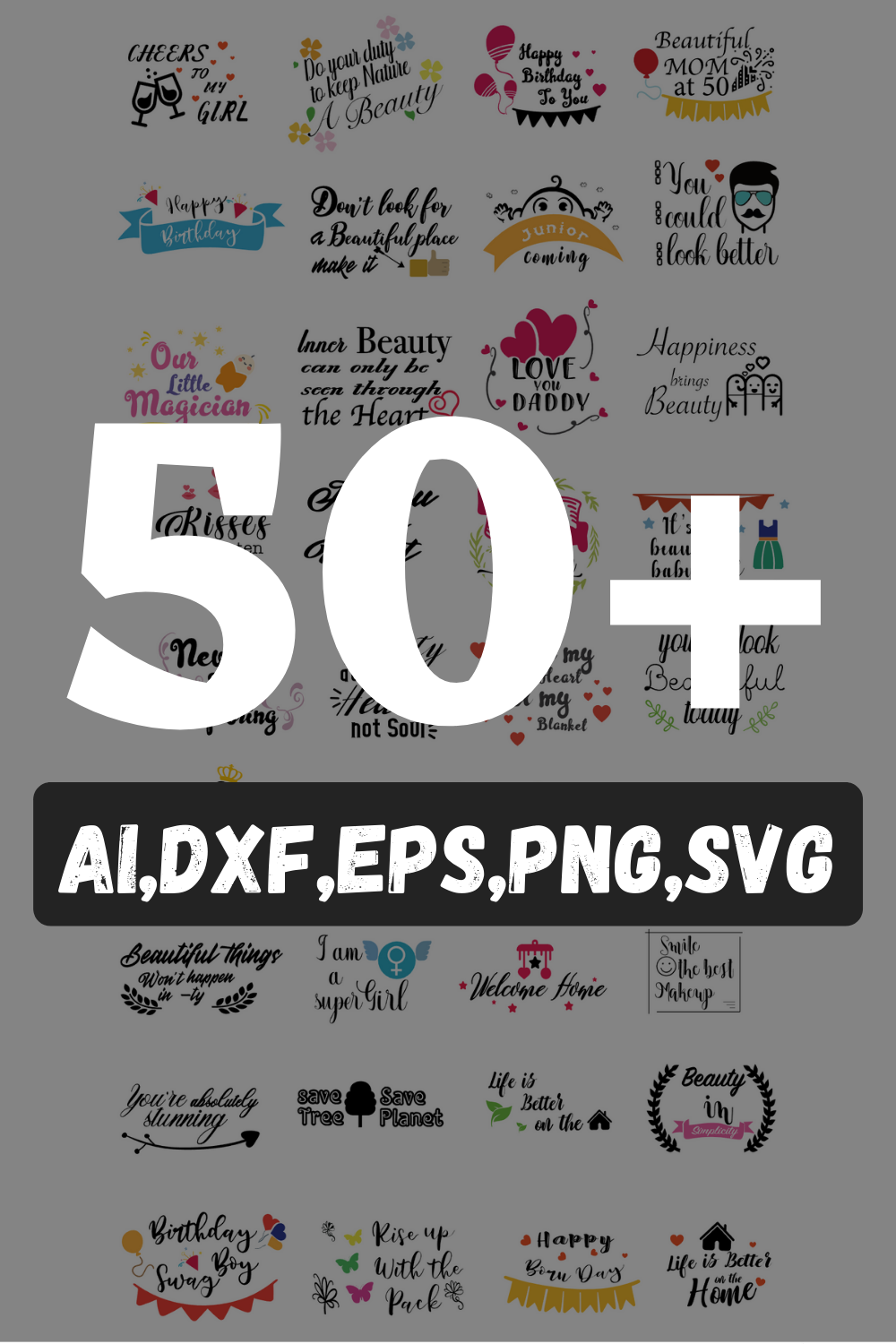 Fabulous mega SVG, DXF Bundle Collection pinterest preview image.