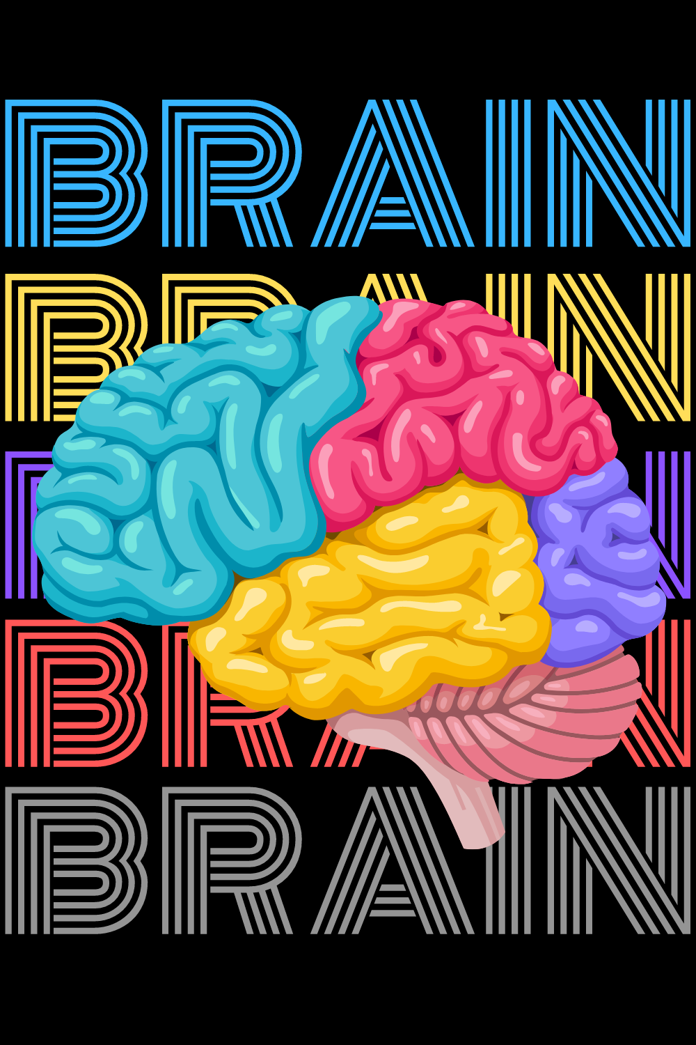 I\\\'m happy to help you come up with a colorful brain T-shirt design for men! Here\\\'s a possible design: pinterest preview image.