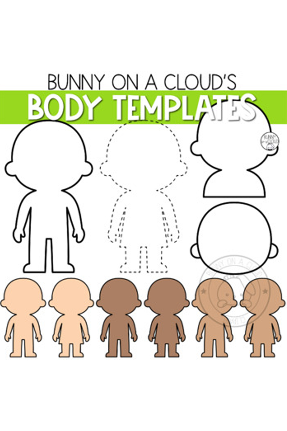Kids Body Templates Clipart by Bunny On A Cloud pinterest preview image.