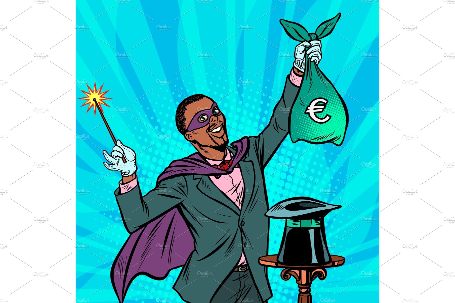 A man in a suit holding a bag of money.