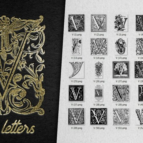 Vintage Letter V Vector And PNG cover image.