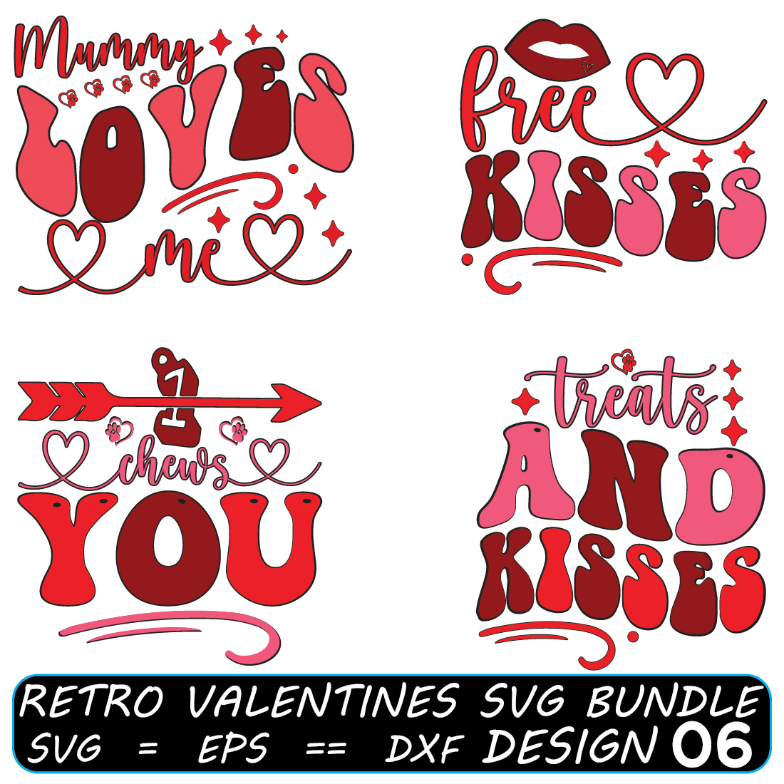 Retro valentines SVG Bundle cover image.