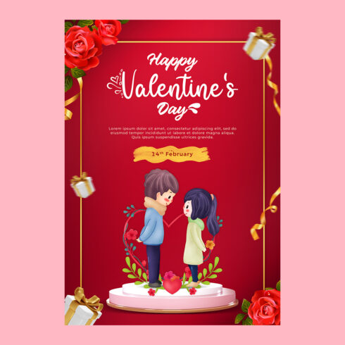 Valentine\\\'s Day Poster Design | Valentine\'s Day Vertical Template cover image.