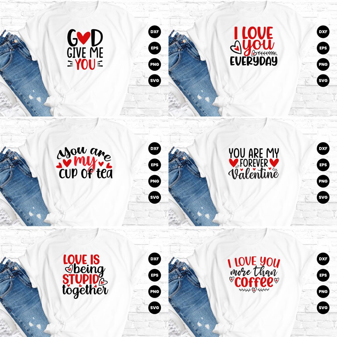 Valentine Day Typography SVG T-shirt Design Bundle preview image.