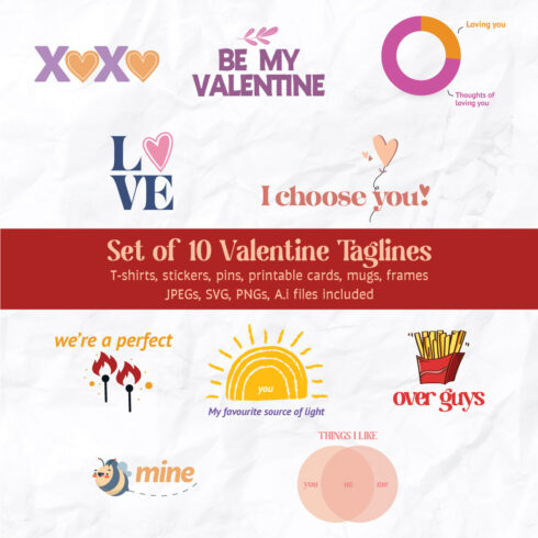 Set of 10 Valentine Taglines cover image.