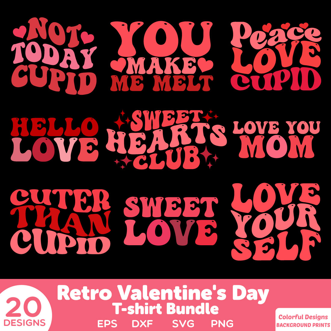 Retro Valentine’s Day T Shirt Bundle cover image.