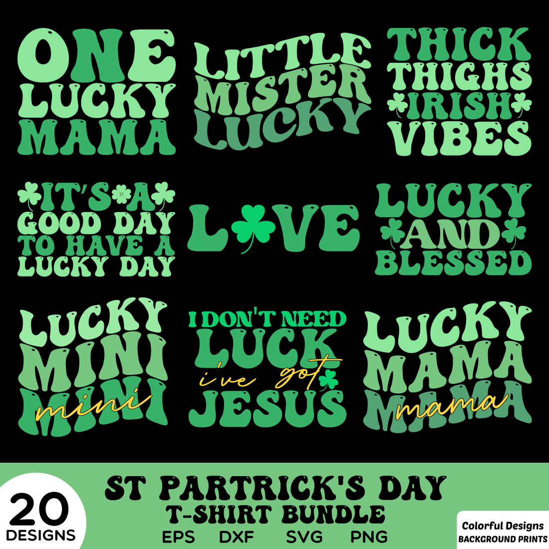 Retro StPatrick\\\'s Day T Shirt Bundle preview image.