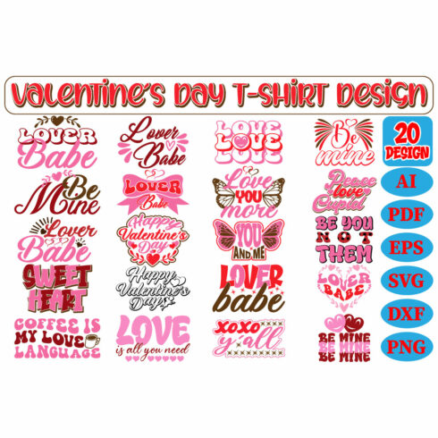 Valentine\'s Day T-Shirt Design Bundle cover image.