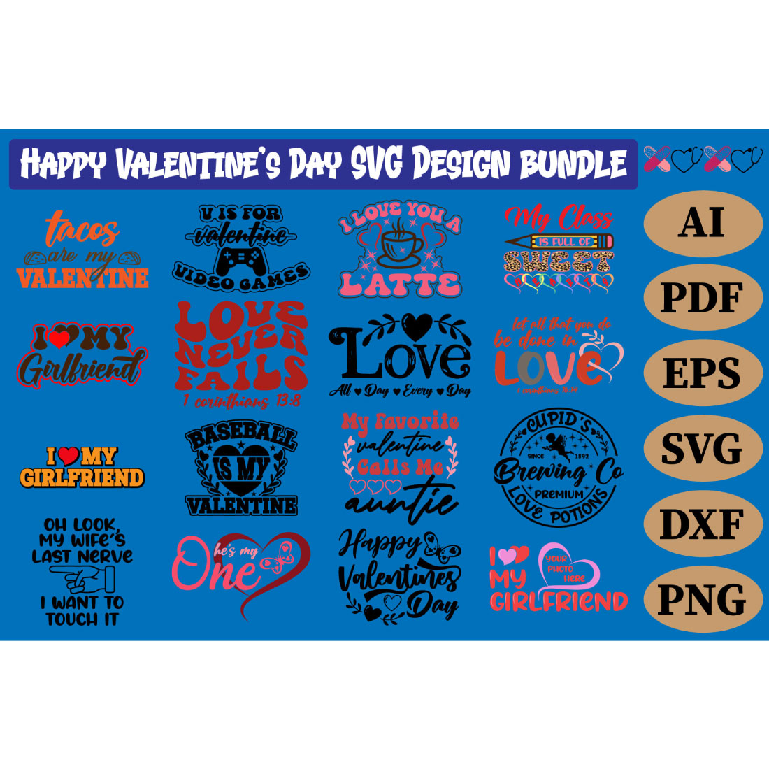 Valentine\'s Day T-Shirt Design Bundle Vol 4 cover image.