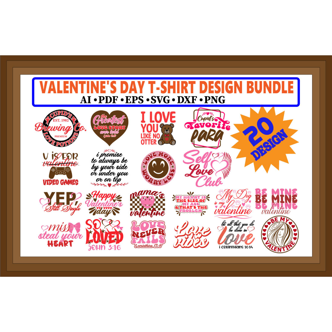 Valentine\'s Day T-Shirt Design Bundle vol 2 cover image.