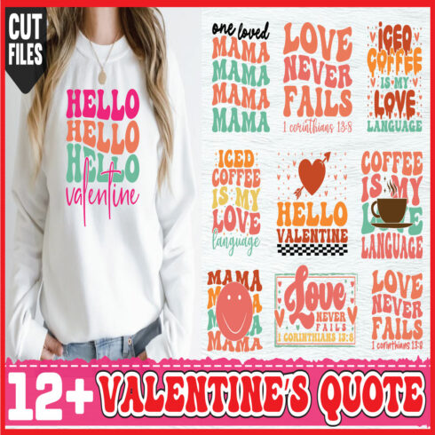 12 valentine’s quote designs bundle,happy valentine day, cover image.