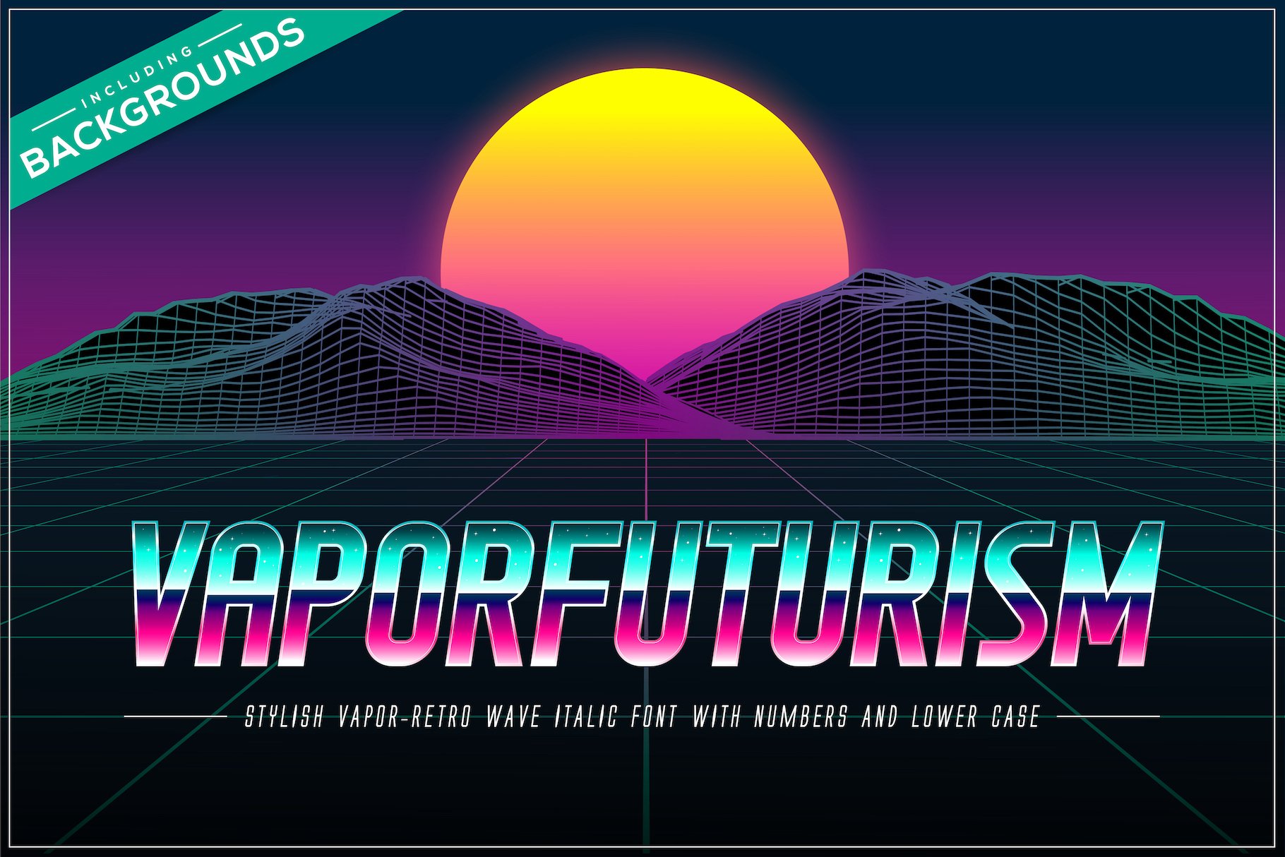 Vaporfuturism OTF Retro Wave Font cover image.