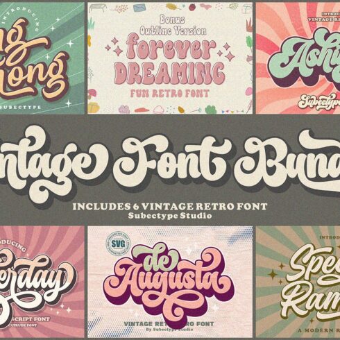 Vintage Retro Font Bundlecover image.