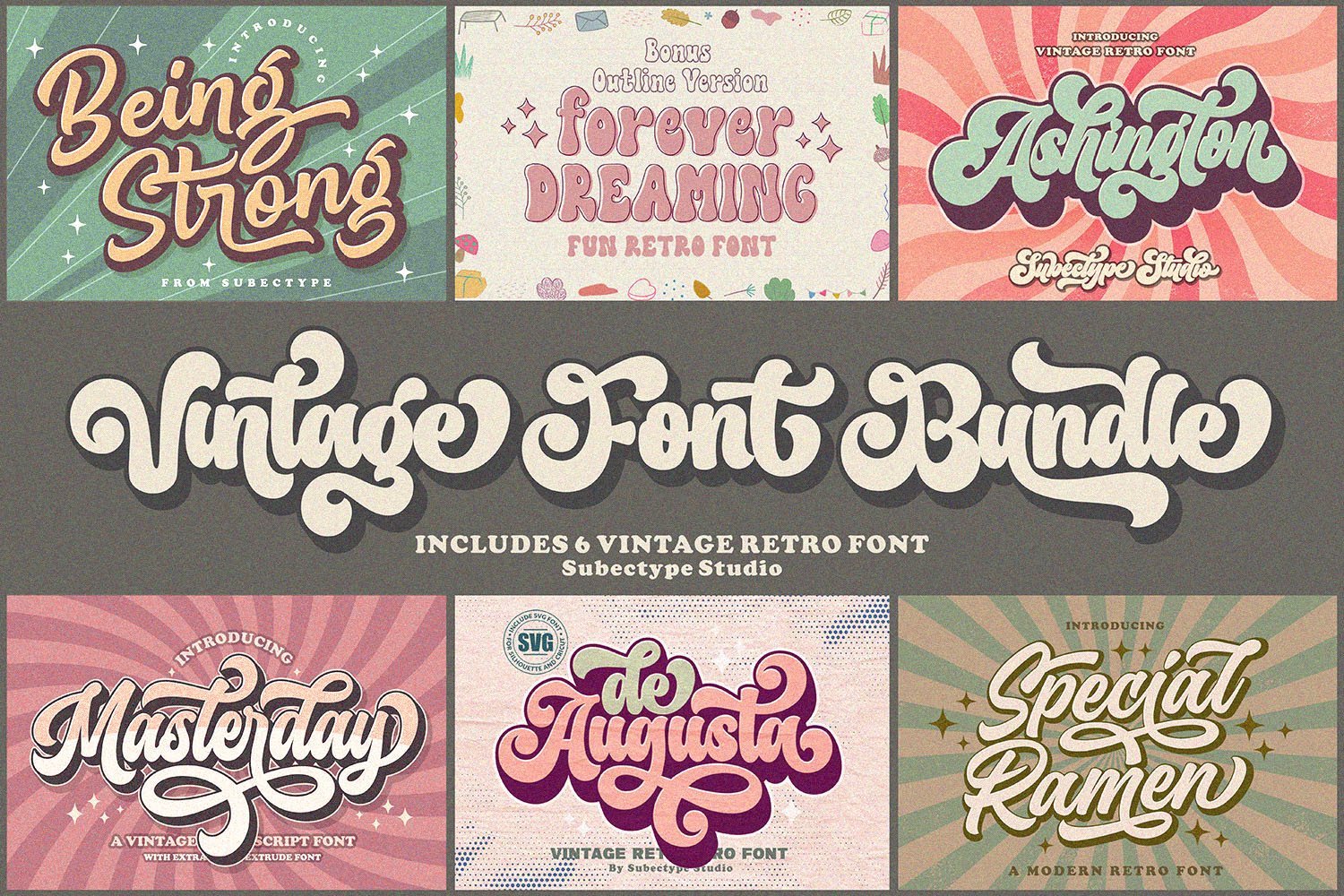 Vintage Retro Font Bundles - Best Seller Font Collection