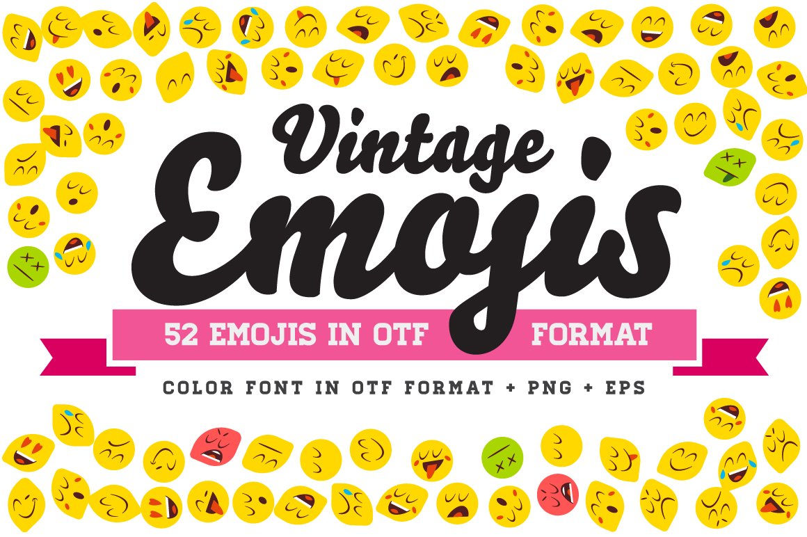 Vintage Emojis OTF Color Font cover image.